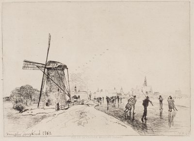 Uitzicht op de stad Maaslins door Johan Barthold Jongkind