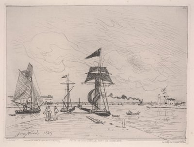 Houten Pier in de Haven van Honfleur door Johan Barthold Jongkind