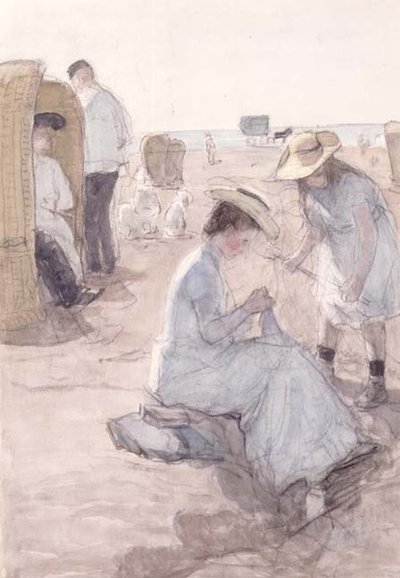 Strandscène in Scheveningen door Johan Antonio de Jonge