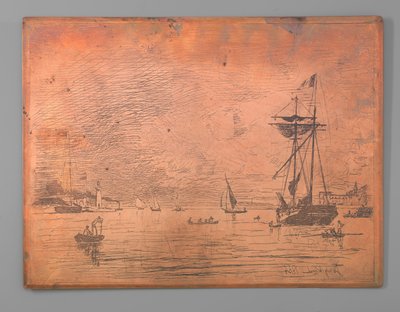Haven van Honfleur door Johan Barthold Jongkind (signed by artist)