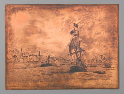 Haven van Honfleur door Johan Barthold Jongkind (signed by artist)