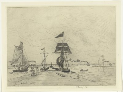 Aanlegsteiger bij Honfleur door Johan Barthold Jongkind