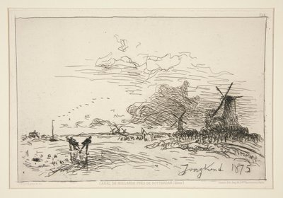 Kanaal van Holland, nabij Rotterdam (Winter) door Johan Barthold Jongkind