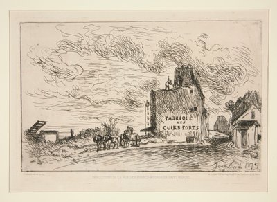 Sloopwerkzaamheden aan de Rue des Francs-Bourgeois Saint-Marcel door Johan Barthold Jongkind