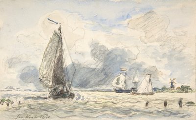 Nederlandse Vissersboten, Verso: Schetsen van Boten door Johan Barthold Jongkind