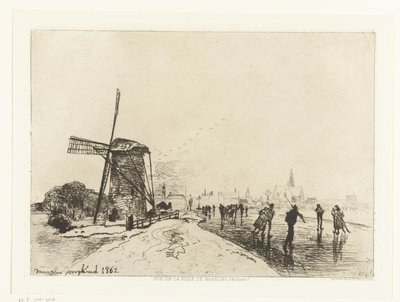 Gezicht op Maassluis door Johan Barthold Jongkind