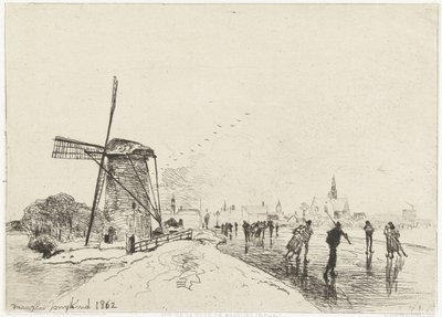 Gezicht op Maassluis door Johan Barthold Jongkind