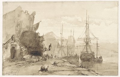 Havengezicht in het buitenland door Johan Barthold Jongkind