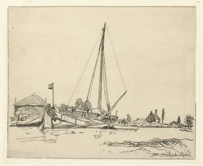 Het aangemeerde schip door Johan Barthold Jongkind