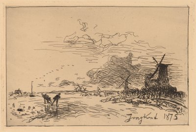 Hollandse Kanaal, nabij Rotterdam (Winter) door Johan Barthold Jongkind