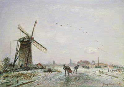 Schaatsers in Nederland, 1872 door Johan Barthold Jongkind