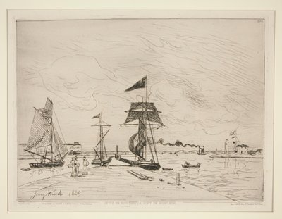 Houten steiger in de haven van Honfleur door Johan Barthold Jongkind
