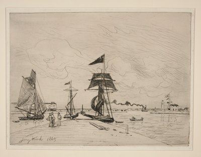 Houten Steiger in de Haven van Honfleur door Johan Barthold Jongkind
