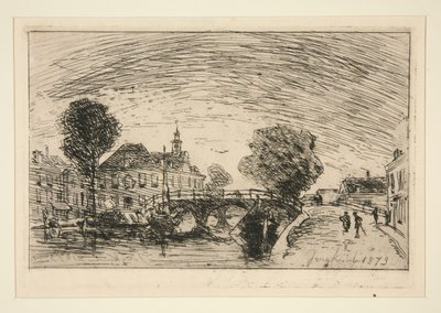 De brug over het kanaal door Johan Barthold Jongkind