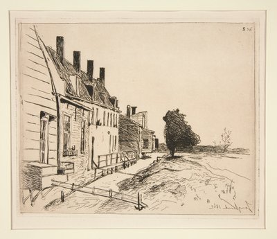 Huizen langs het kanaal door Johan Barthold Jongkind