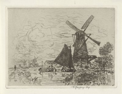 Molens bij Rotterdam door Johan Barthold Jongkind