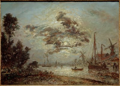 Maanlicht over Dordrecht door Johan Barthold Jongkind