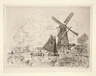 Molen in Nederland door Johan Barthold Jongkind