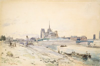 Notre Dame van Parijs gezien vanaf de Quai de la Tournelle door Johan Barthold Jongkind