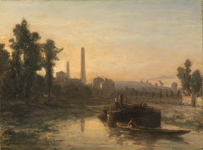 Riviergezicht in Frankrijk, mogelijk nabij Pontoise door Johan Barthold Jongkind