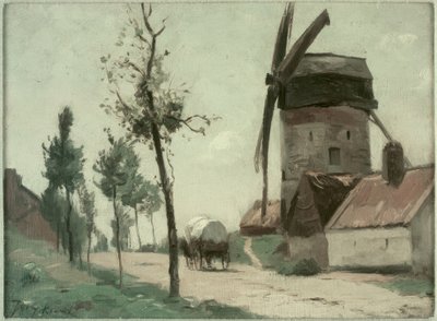 Straat met molen door Johan Barthold Jongkind