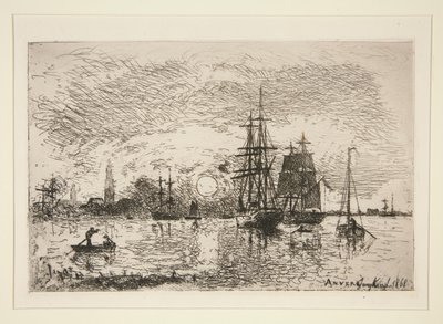 Soleil Couchant - Port d door Johan Barthold Jongkind