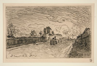 Uitgang van het Cochin Huis (Faubourg Saint-Jacques) door Johan Barthold Jongkind