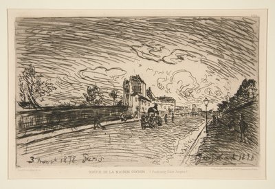 Sortie de la Maison Cochin (Faubourg Saint-Jacques) door Johan Barthold Jongkind