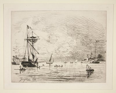 Uitgang van de haven van Honfleur door Johan Barthold Jongkind