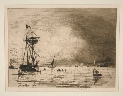 Uitgang van de haven van Honfleur door Johan Barthold Jongkind