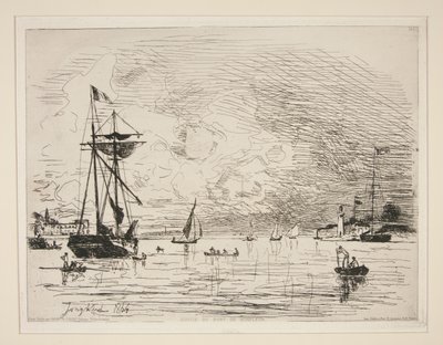 Sortie du Port de Honfleur (Uitgang van de haven van Honfleur) door Johan Barthold Jongkind