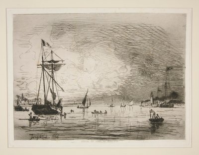 Sortie du Port de Honfleur (Uitgang van de haven van Honfleur) door Johan Barthold Jongkind