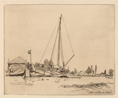 De aangemeerde boot door Johan Barthold Jongkind