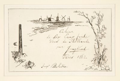 Titel van het notitieboekje met zes etsen door Johan Barthold Jongkind
