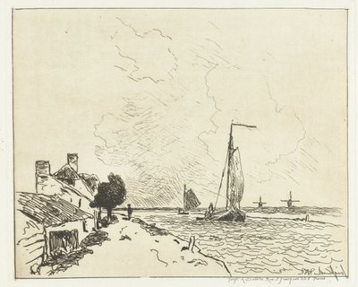 Twee zeilschepen door Johan Barthold Jongkind
