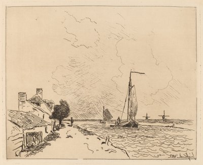 Twee boten met zeil door Johan Barthold Jongkind