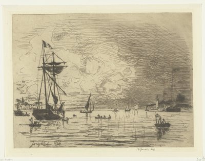 Uitgang van de haven van Honfleur door Johan Barthold Jongkind