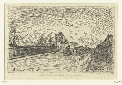 Uitgang van ziekenhuis Cochin (Faubourg Saint-Jacques, Parijs) door Johan Barthold Jongkind