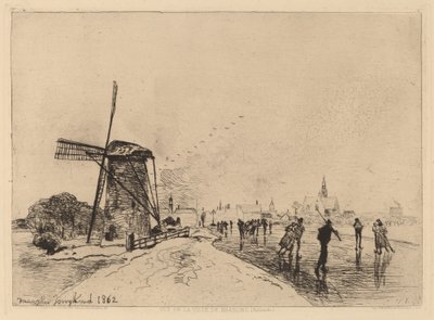 Zicht op het dorp Maaslins door Johan Barthold Jongkind