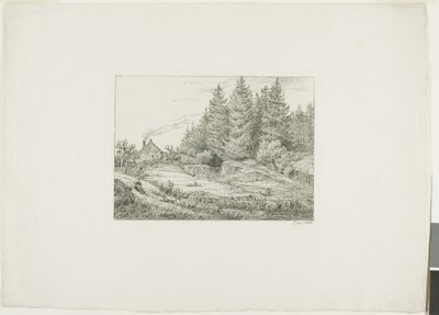 Boerderij in een altijdgroen bos door Johan Christian Dahl