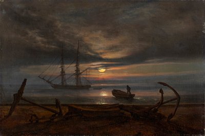 Deense kust bij maanlicht door Johan Christian Dahl