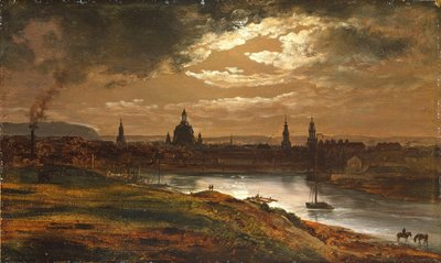 Dresden bij maanlicht door Johan Christian Dahl