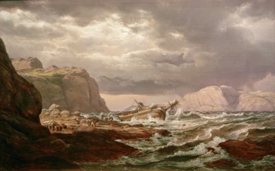 Gesstrande schip aan de Noorse kust door Johan Christian Dahl
