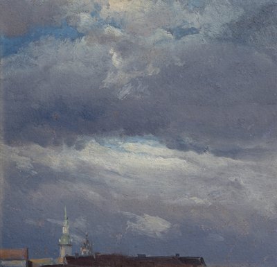 Onweerswolken boven de Kasteeltoren van Dresden door Johan Christian Dahl