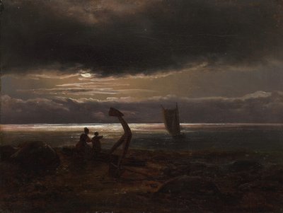 Moeder en kind aan zee, 1830 door Johan Christian Dahl