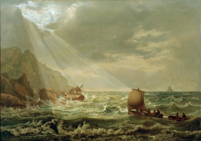 Schipbreuk aan de Rotskust van Capri door Johan Christian Dahl