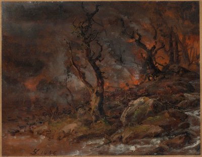 Bosbrand door Johan Christian Dahl