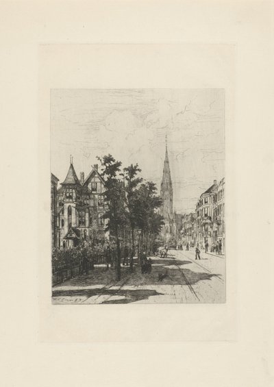 Gezicht op de Vondelstraat van Amsterdam door Johan Conrad Greive