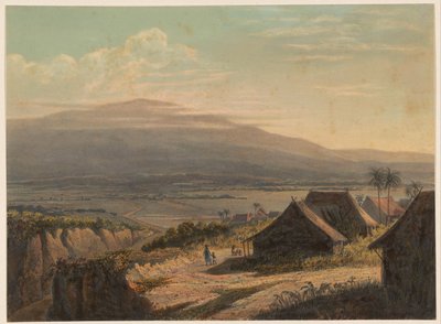 Gezicht op een landschap in Java door Johan Conrad Greive