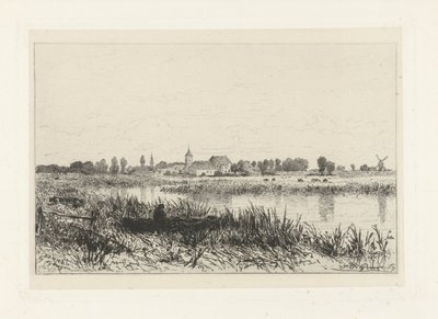 Gezicht op een rivier nabij Bemmel door Johan Conrad Greive